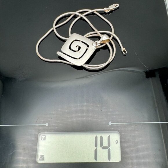 Sterling 925 Silver Spiral Dangle Vintage EarNecklace Textured Back Design - Picture 3 of 12